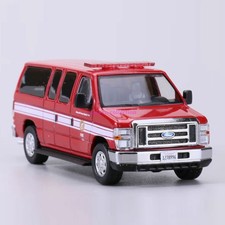 1/64 Red E350 Fire Department Support Van Diecast Model Collectible picture