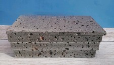 Natural Gray Porous Travertine Trinket Box w/ Lid 8