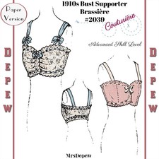 Vintage Sewing Pattern 1910s Ladies Bust Supporter Brassiere Multisize Bra #2039 picture
