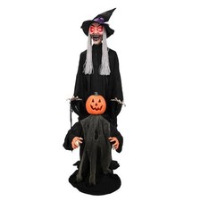 Haunted Hill Farm 6.1 FT LED Witch Pumpkin Man Halloween Animatronic picture