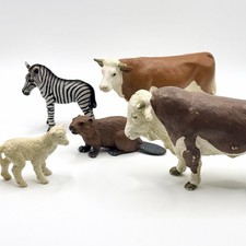 Vintage Schleich Figurine Animal Lot Hereford Bull Cow Sheep Zebra Beaver picture