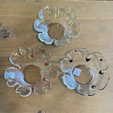Vintage PartyLite Garden Whimsy Tealight Trio - 3 Pc Glass Flower Candle Holder picture
