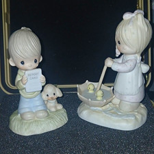 Enesco Jonathan & David 1978 Porcelain Figurines Set of 2 Signed No Box picture