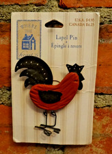 Hallmark Lapel Hat Pin Home Is Where the Heart Is Rooster Vintage on Card picture