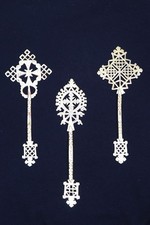 Set Of 3 Ethiopian Orthodox Handheld Crosses Coptic Processional Set 9x7 In picture