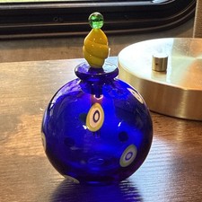 Vintage MURANO Italy Art Glass Blue Millefiori Perfume Bottle 4