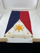Vintage Linen Philippines Flag International Flag House Manila Hand Sewn 18 x30  picture