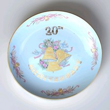 Vintage Fine China 20th Anniversary Plate 6674 Wedding Bells Roses Doves Gold picture