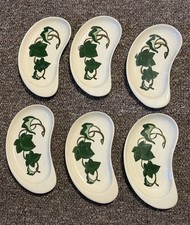 VINTAGE SET OF 6 POPPYTRAIL CALIFORNIA IVY CRESCENT KIDNEY DISHES HAND PAINTED picture