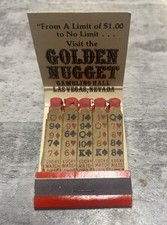 Vintage 1950s Golden Nugget Las Vegas Casino Full & Unstruck Feature  Matchbook picture