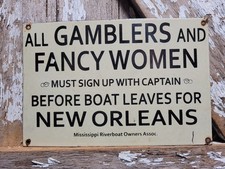 VINTAGE BROTHEL PORCELAIN SIGN RARE OLD GAMBLING RIVER BOAT MISSISSIPPI CASINO picture