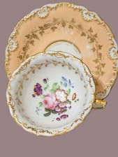 19th C Antique Jacob Petit French Porcelain Cup & Saucer Floral Design picture