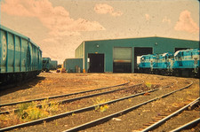 Apache Railroad Shops / Locomotives & Freight Cars Original 35mm Kodacolor Slide picture