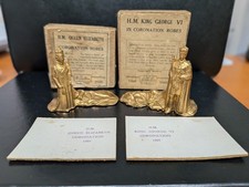 Vintage 1937 W. Britain King George VI 1472 & Queen Elizabeth 1505 & boxes/cards picture