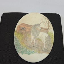 Vintage Unicorn Collector Plate Noah's Ark Signed Johanna Hutton Selk Wall Decor picture