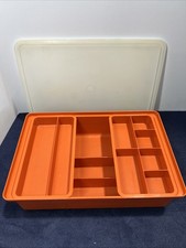 Tupperware Tuppercraft Craft Tackle Box Organizer 1421-4 Orange Vintage B4 picture