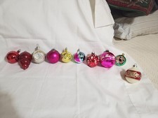 10 Vntg Glass Christmas Ornaments Ball. Indent Shiny Brite/Unbranded 2... picture