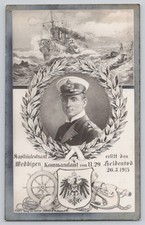 WWI Otto Weddigen U-29 U-Boat Commander Memorial Postcard 1915 German Navy picture