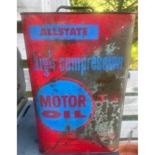 Vintage Allstate High Compression 10W-30 Motor Oil Can 2.5 Gal Sears Roebuck picture