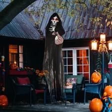 Guitar-Playing Grim Reaper Outdoor Halloween Decoration Animatronic picture