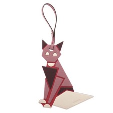 Tod’s Fox Leather Bag Charm Pink Silver Used Keychain picture