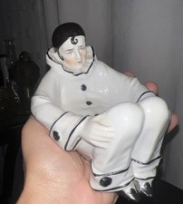 Antique Sitzendorf  Germany, Art Deco Pierrot Clown porcelain Trinket 23159 Mint picture