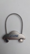 Castrol Car Shaped Metal Cable Keychain Silver Tone Motor Oil Advertising picture