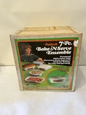 Vintage NOS In Box Jeanette Glasbake Ovenware 7 Piece Set Vegetable Medley  picture