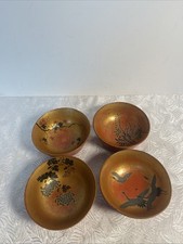 Antique Meiji lacquer ware art dishes period Japanese  Lot Of 4 picture