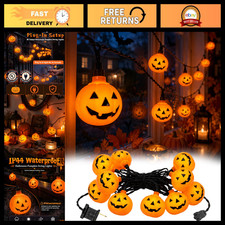 8.5FT Halloween Orange Pumpkin String Lights, Plug-In 10 LED Pumpkins Decor picture