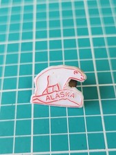 Vtg Alaska Souvenir White Plastic Tone Lapel Pin picture