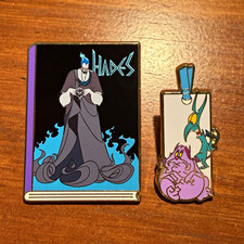 Disney Boxlunch Hades Book Pain and Panic Bookmark Pins (2 Pin Set) picture