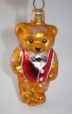 Vintage 1994 Christopher Radko TINY TED Teddy Bear Glass Christmas Ornament 3.5