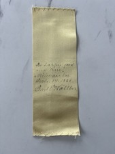 1888 Antique Manuscript Ribbon Signed by Emil Wallber Mayor of Milwaukee picture