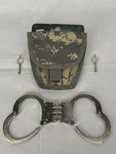 Restraint Hinge Handcuffs Deluxe Stainless Steel Unbranded with ACU Belt Holster picture