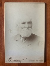 Elder Man With Big White Beard Man Antique Photo Cabinet Card Boston MA Gendrow picture