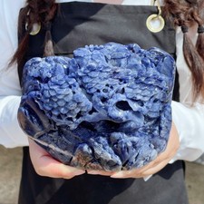 2.3LB Natural Sodalite Crystal Carved Quartz landscape painting Reiki G7705 picture