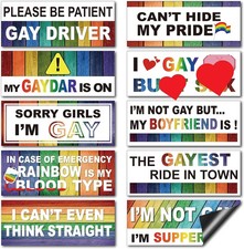 10-pack Magnetic Rainbow Bumper Decals, Funny Gay Pride Car Stickers for Vehicle picture