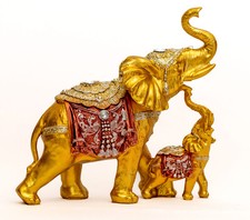 BUY ONE GET ONE FREE | LABOR DAY SALE | Lucky Baby and Mama Elephant Statue Gift picture
