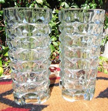 Pr Vintage French Luminarc Windsor Vases J.G. Durand 70's MCM Art Deco Mid Cent. picture