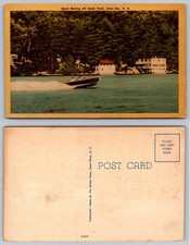 Vintage Speed Boating Postcard Sandy Point Alton Bay New Hampshire Dexter Press picture
