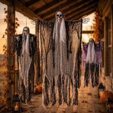 3 Pack Halloween Hanging Ghost Decorations Poseable Grim Reaperwith Poseable Arm picture