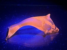 Beautiful Vintage Murano Lilac Purple Glass Dolphin Figurine UV REACTIVE 4” picture