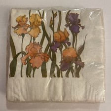 vtg 1987 Iris flowers beverage napkins made in USA emphera crafts scrapbooking picture