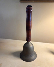 Metal Hand Bell w/ Wooden Handle, Floral Theme, Brown/Silver, 7in, 1 Pack picture