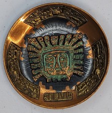 Vintage Bolivia Copper Brass Plate 4.25