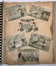 Antique Victorian 21-Page Trade Card Scrapbook Album with Premium Narrative Sets picture