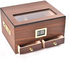 Cigar box, Glass Top Cigar Humidor with Front Digital Hygrometer and Divider picture