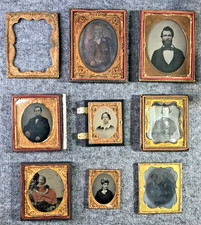 8 Antique Daguerreotype Ambrotype Tintype photos Frames 1800's Vintage Lot picture