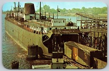 Ludington Michigan Car Ferry Pere Marquette 21 Rail Car Dock Postcard PC352 picture